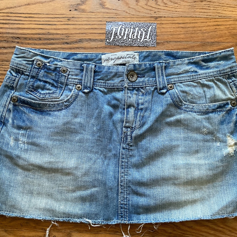 AEROPOSTALE DENIM JEAN SKIRT LIGHT BLUE SIZE 7/8